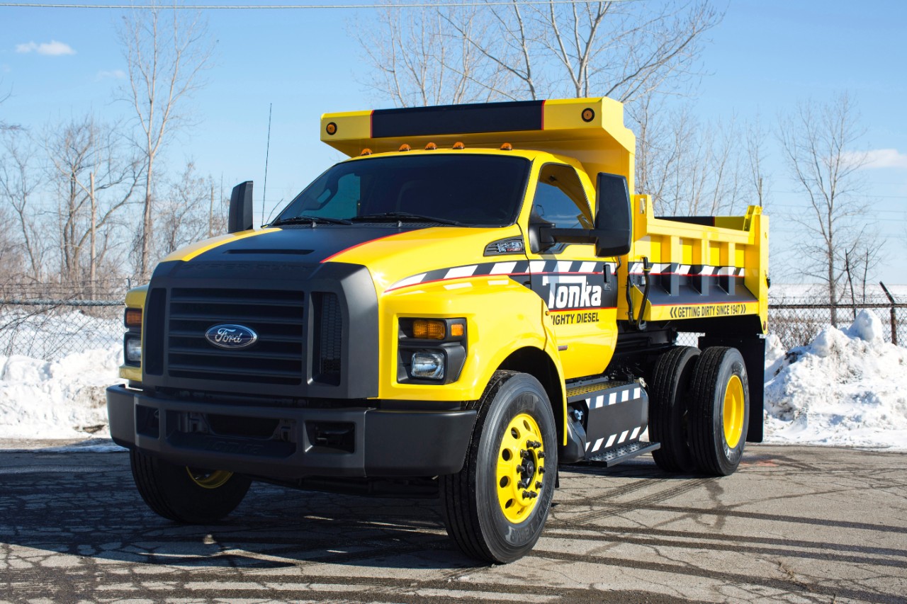 Ford Unveils Newest Generation F-750 With Mighty Ford F-750 Tonka Themed Dump Truck