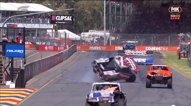 Watch Sheldon Creed Roll His Stadium Supertruck Over The Finish Line At Adelaide! Drives Off With A Podium Finish!