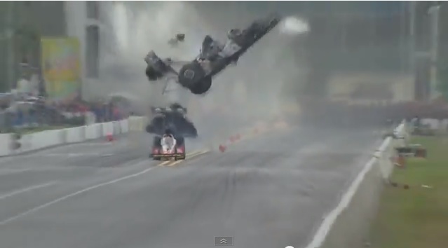 BREAKING Carnage Video: Watch As Larry Dixon’s Digger Breaks Up And Takes Off In Flight – And He Walks Away!