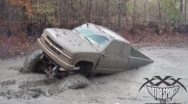 Will This Chevy Sink Or Swim? It Tries A Little Bit Of Both At A Mudhole In Texas