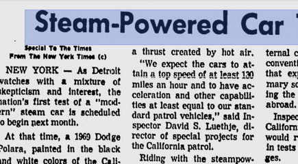 Bizarre But True: The California Highway Patrol Was Trying To Test Out Steam Powered Dodge Polaras In 1969