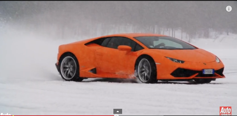 A Lamborghini Takes On A Snowmobile In The Snow Of Sweden To See Who Will Win A Drag Race