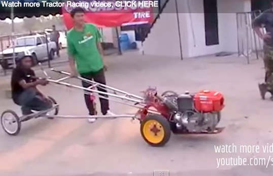 Video Hilarity: Tiny Tractor Owns Mitsubishi Truck On The Dragstrip! Real Diggers!