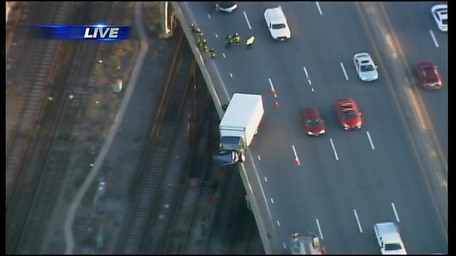 This Box Truck Hung Over The Side Of Interstate 93 In Boston For A Few Hours