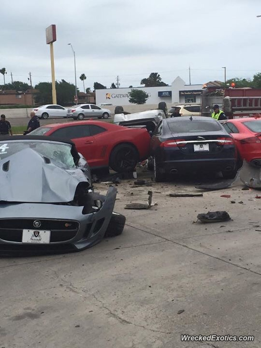 What Are The Odds? Car Loses Control Leaving An Expressway, Takes Out Cars Parked At A Jaguar Dealership