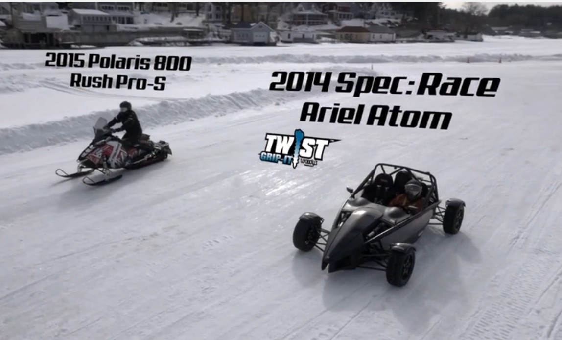 Proof That New Englanders Are Lunatics: Watch This Ariel Atom Drag Race A Snowmobile On An Ice Runway In New Hampshire