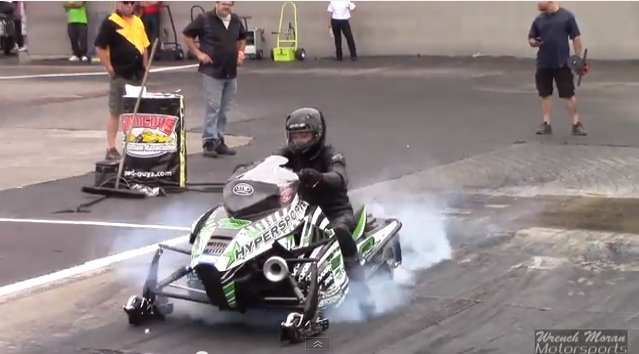 They Race What? Snowmobile Drag-Racing Footage From National Trail Raceway In Ohio