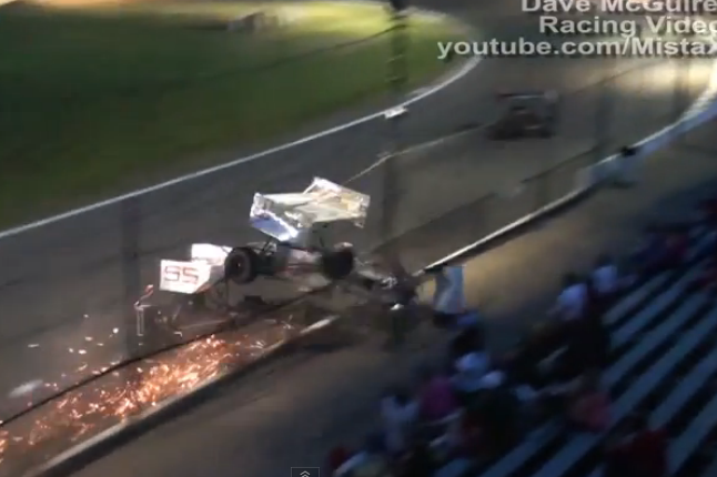 Watch Two 350 Supermodifieds Tangle And Rip Down The Fence At Star Speedway In New Hampshire