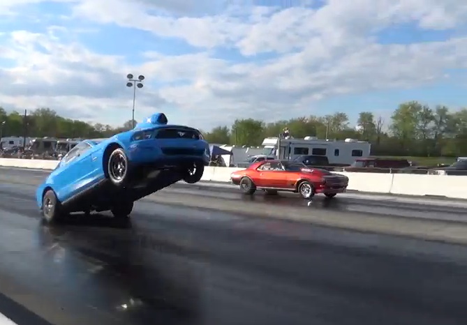 Watch This Mustang Hike The Front End And Carry It Out At Cecil County Dragway