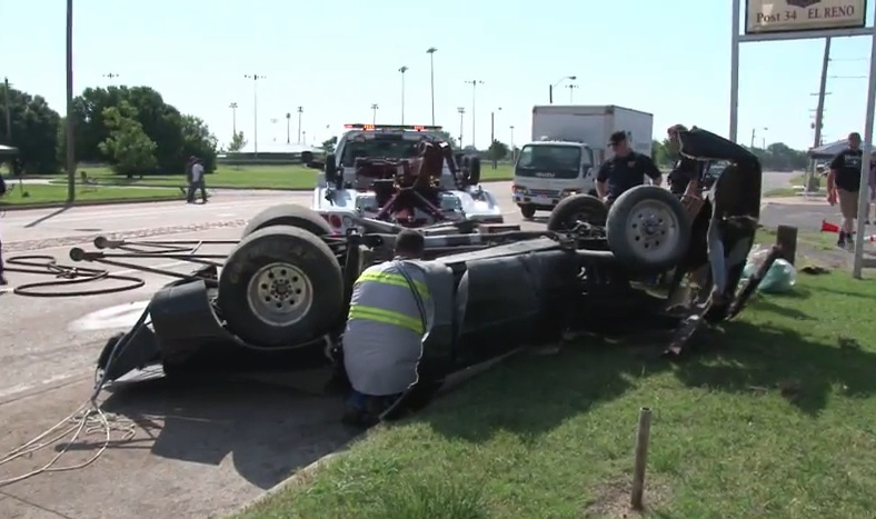 Watch This Corvette Take Down A Pole And Nearly Hit A Tank At A Drag Race On The Public Street – CRAZY!