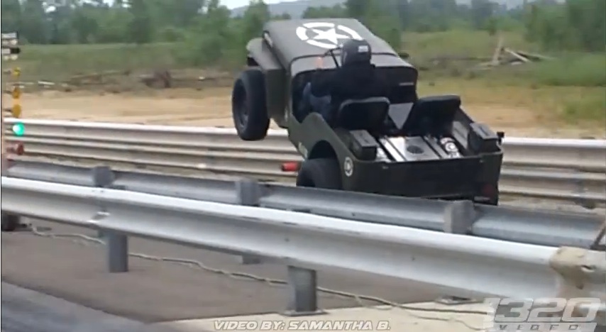 Watch the LSx Willys Pull A Massive Bumper Standing Wheelie – No Roll Bar, No Hope Of Survival, Nuts!