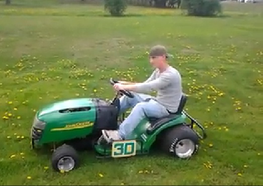 This Racing John Deere Lawn Tractor Flies, Sounds Incredible And Rips Donuts In The Grass Like None Other