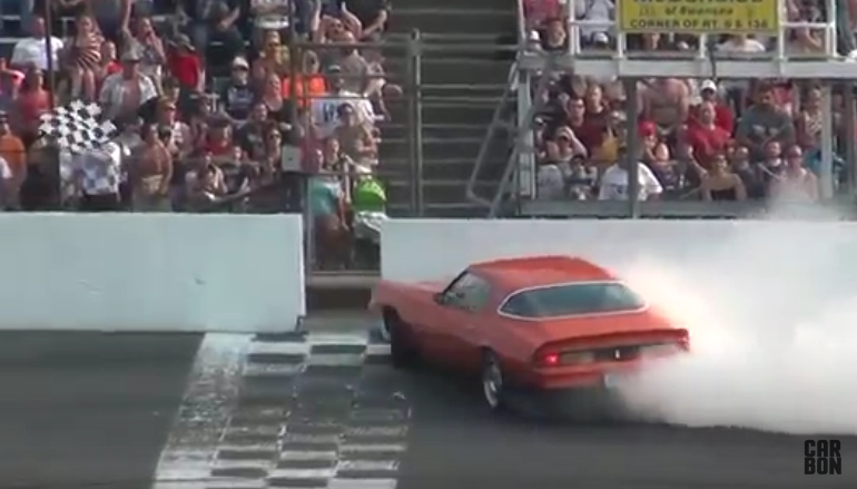 Watch This Clean Second Generation Camaro Come Mere Inches From Being Totaled At The Spectator Drags