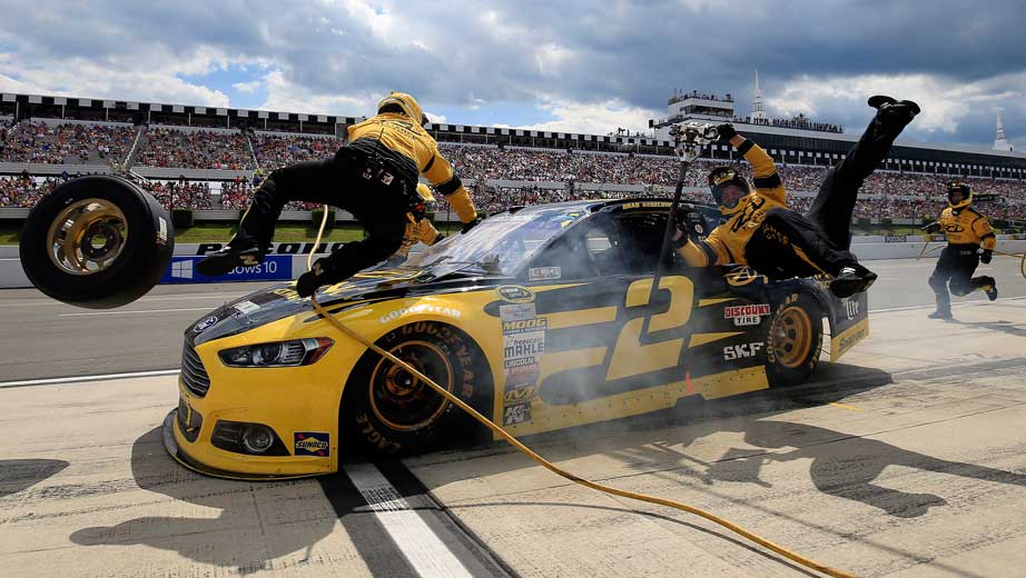 STRIKE! Keselowski Mows Through His Pit Crew At Pocono –