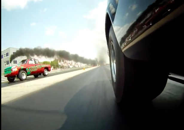 Watch This Diesel Drag Truck Make A Hellacious Top End Charge And Catch His Opponent