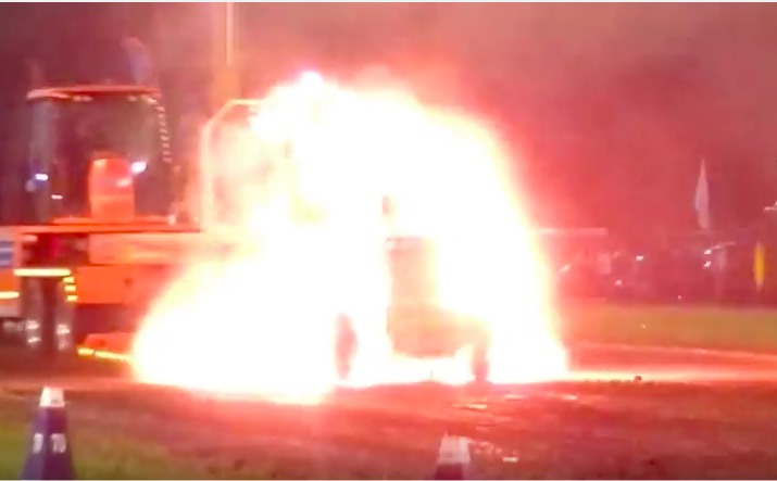 Watch A Triple Turbo John Deere European Pulling Tractor Explode Spectacularly…And Get Extinguished With Buckets Of Water