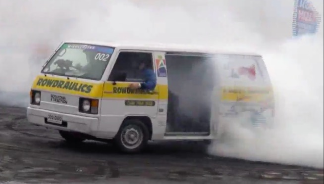 Radical Overkill: Two Ford V8s, One Mitsubishi Van. Mix Well For Massive Smoke…