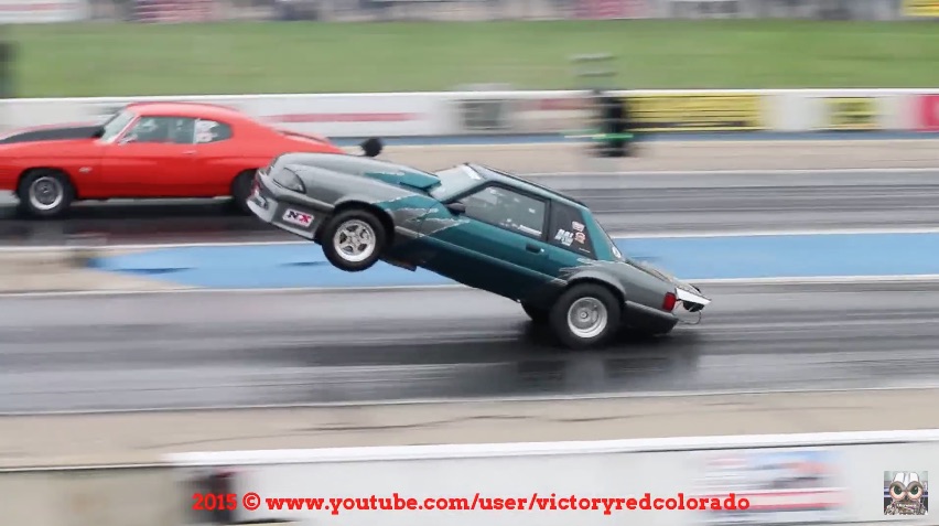 Giant Mustang Wheelstand At Byron Dragway