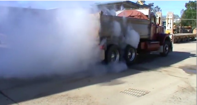 Boiling Off The Rear Tires On A White Road Boss Dump Truck, Because Why Not?