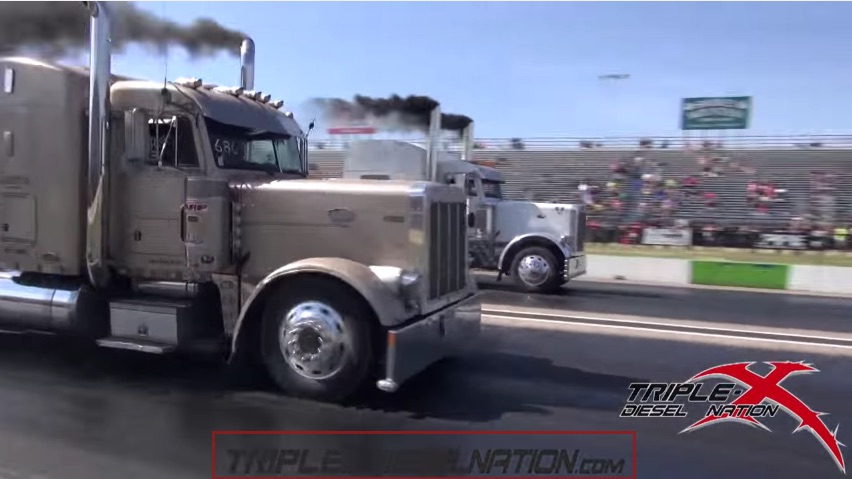 They May Not Be The Fastest, But Big Rigs Rolling Coal On The Strip Is Awesome!