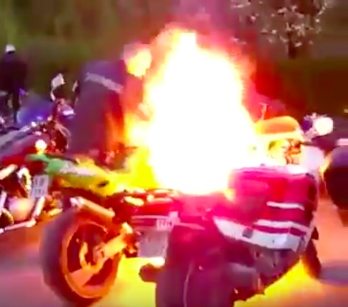 Watch This Guy Bounce His Motorcycle Off The Rev Limiter Until It Explodes In Flames – What?!