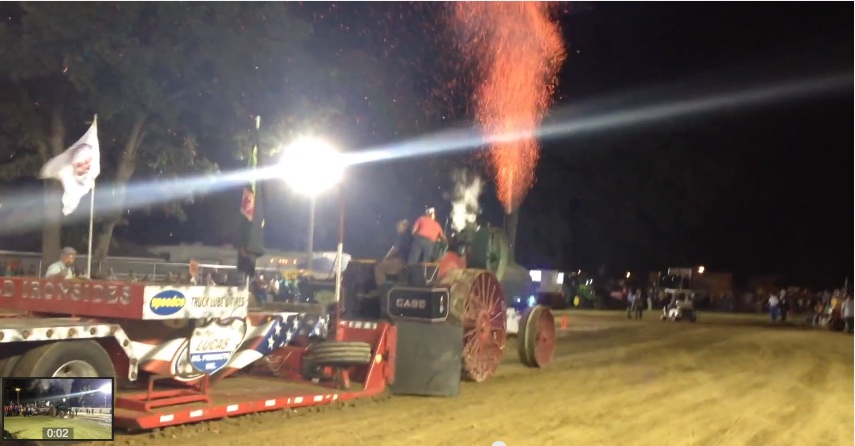 This 80 Horsepower Case Steam Tractor Drags A Truck Pull Sled The Old Fashioned Way: With Fire Out Of The Funnel And Steam!