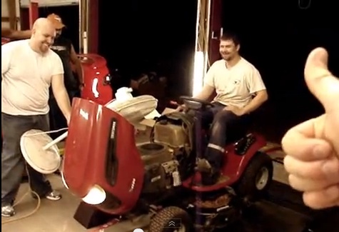 Classic YouTube: Breaking In The New Dyno By Running A Nitrous-Sniffing Lawnmower On The Rollers!