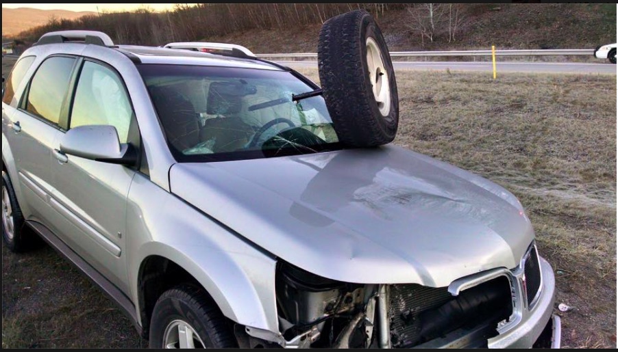 Crazy Story: Wayward Axle Shoots Through Windshield Like A Javelin, Family Uninjured