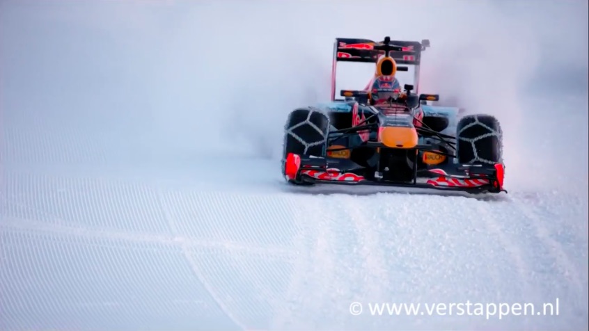 Watch 18 Year Old Max Verstappen Drive His Tire Chain Equipped F1 Car On A Ski Slope