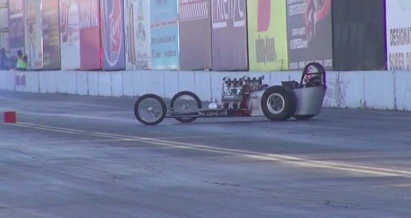 Small Slicks, Two Engines, And 360-Degrees Plus! Watch The Evil Twin Spin On The Strip And Hit Nothing