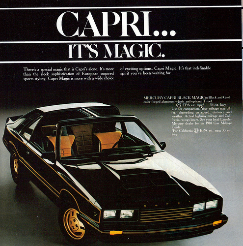 Vous souvenez-vous de la… Mercury Capri ? Capri-black-magic-ad
