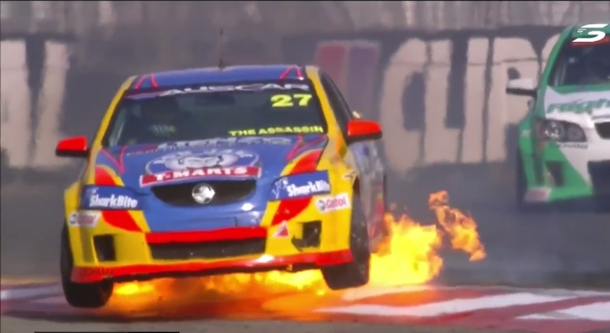 This sliding, airborne, on-fire Holden Ute is the most Australian thing to ever happen in racing