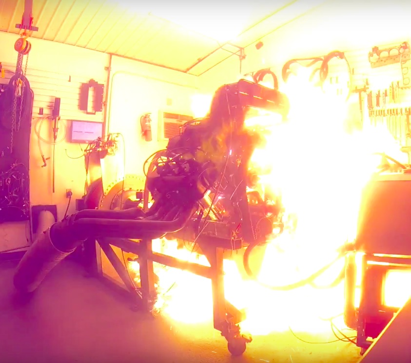 Watch This Blown Alcohol Hemi Explode In Flaming Glory On The Engine Dyno – Wild Stuff