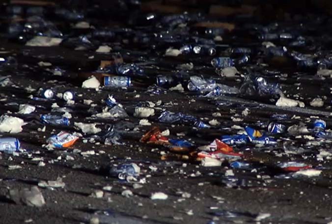 Party On I-95! Two Trucks Loaded With Beer And Chips Crash Into Each Other In Florida!