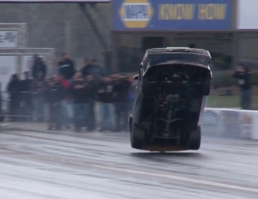 Up, Up And Away! This Mustang Stands On The Bumper And Still Takes The Win!