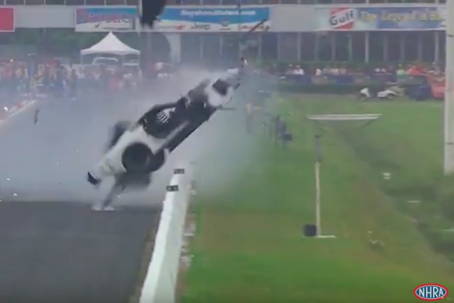 Watch NHRA Racer Sidnei Frigo Suffer A Massive Crash In Houston – He is Banged Up But OK According To Officials