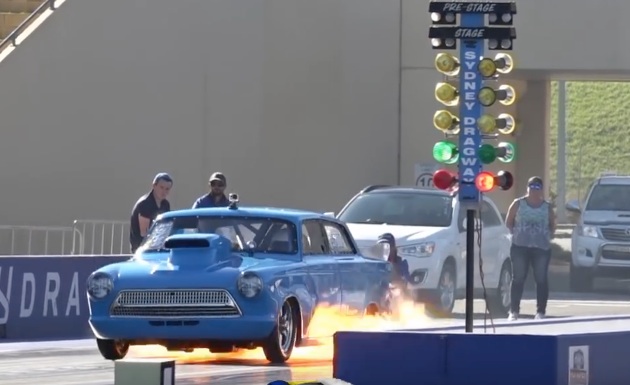 Time To Upgrade: Watch As This Ford Cortina Blows Out It’s Running Gear At Sydney Dragway!