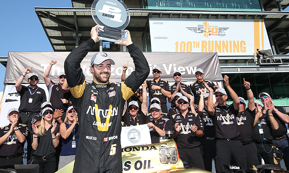 James Hinchcliffe will start the 100th Indy 500 from pole just a year after a near-fatal accident at the track