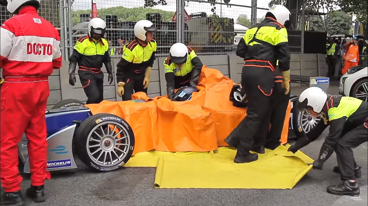 Watch a driver-extraction exercise from an all-electric racing series’ safety team