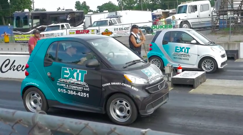 Big Fun In A Little Package – Drag Racing Smart Cars At A Historic Strip For A Good Cause (Video)