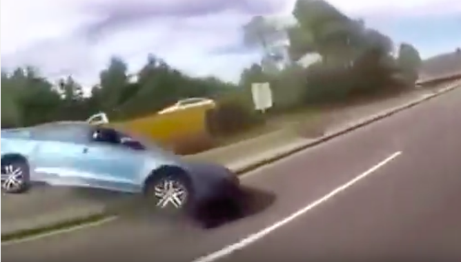 Crazy Video: Watch What Happened When A Guy’s Angry Girlfriend Yanked The Hand Brake At High Speed