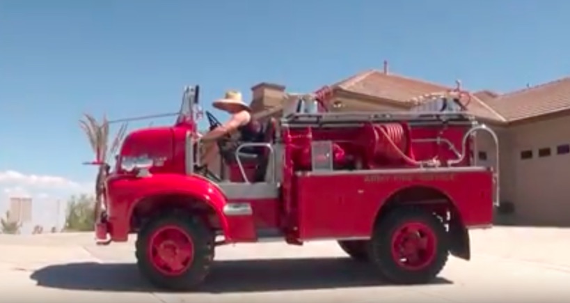 Video: This 1956 Ford C500 Truck Was A Custom Built 4×4 Fire Truck Used On A Bombing Range!