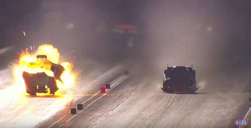 Watch The Tremendous Robert Hight Funny Car Explosion From The 2016 NHRA Chevrolet Performance US Nationals