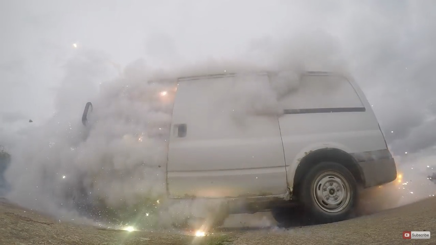 A Ford Transit Heading To The Scrapper, Tons Of Fireworks And Britain’s Most Unhinged Engineer…What Could Go Wrong?