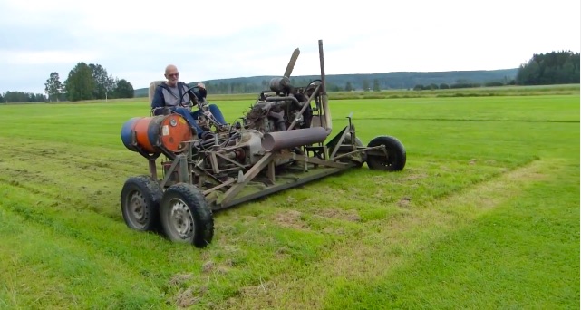 Homemade Ingenuity: This Giant Lawnmower Is Made Up Of Parts From Seven Different Vehicles!