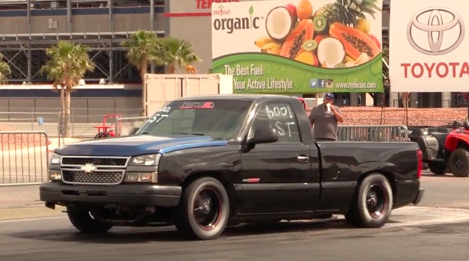 This Turbocharged, Four Wheel Drive Chevy Silverado Claws The Strip At LVMS!