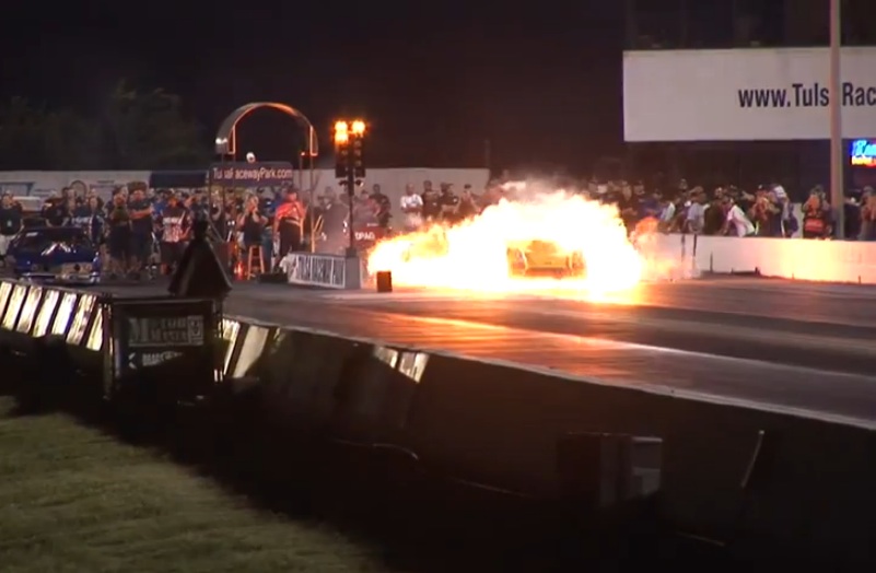 Watch Jerry Yeoman Suffer The Most Violent Starting Line Transmission Explosion And Fire In Pro Mod History