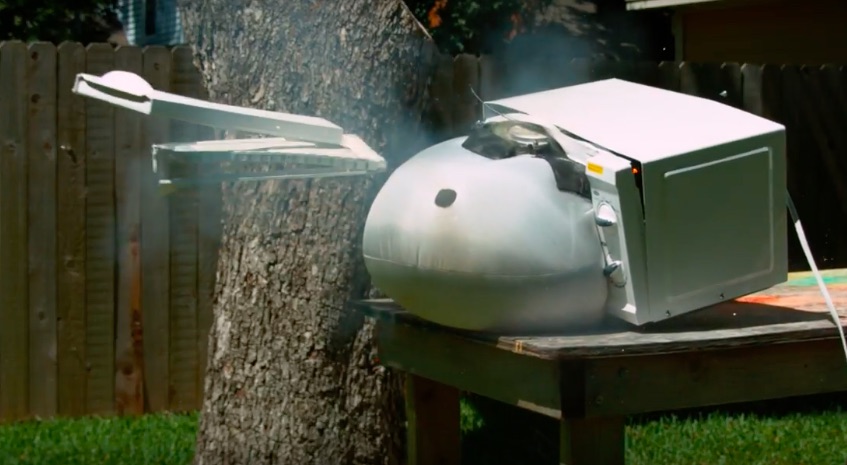 Just Like Popcorn, Right? The Slow Mo Guys Blow Off Airbags In Microwaves!