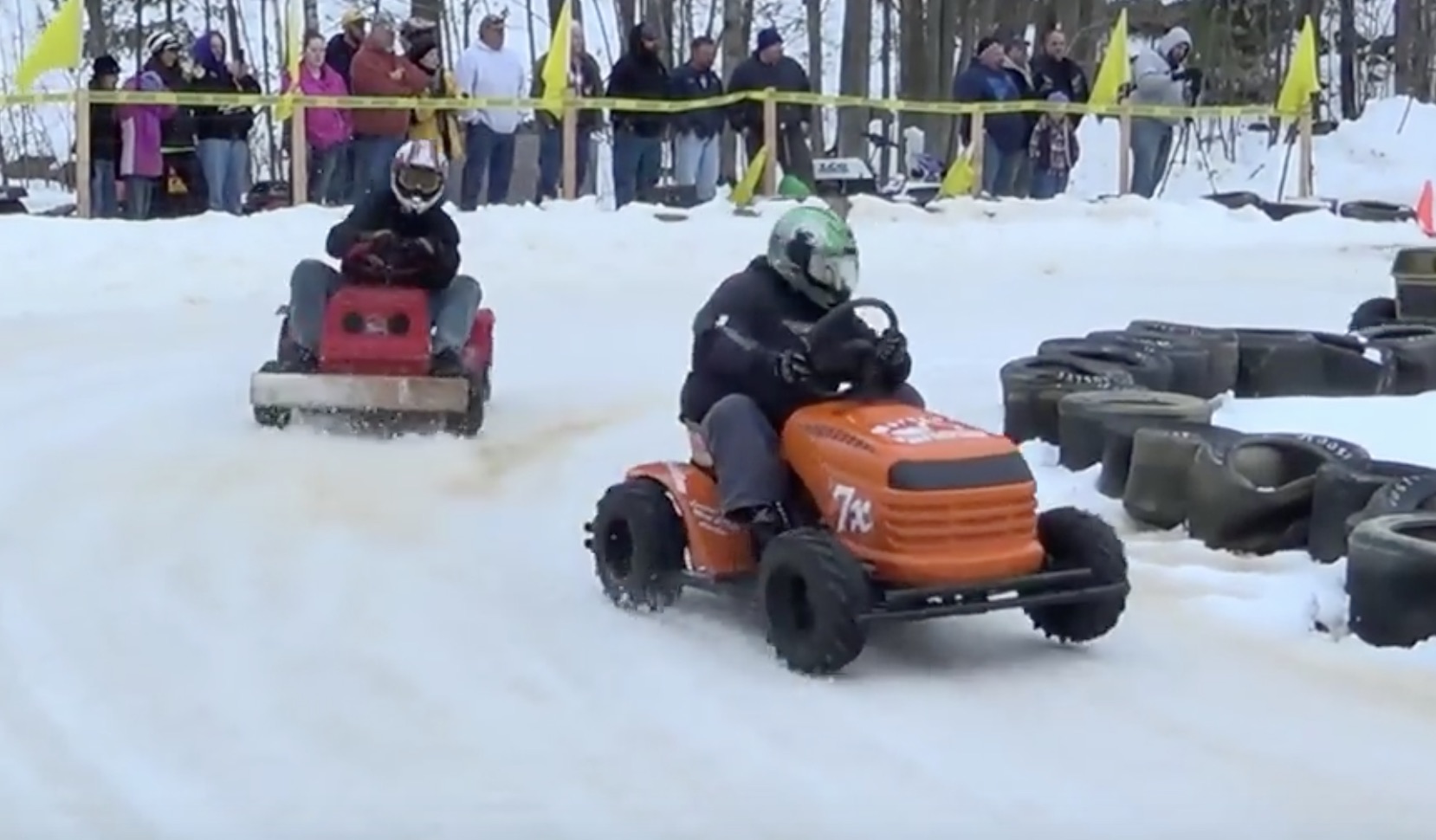 Winter Weather Have You Stuck? Sit Back And Watch Some SLMRA Lawnmower Ice Racing!