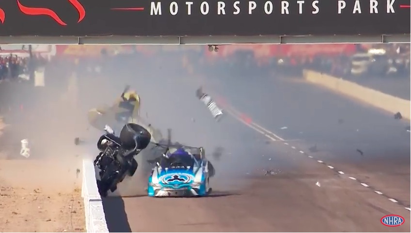 Watch The Horrendous John Force Jonnie Lindberg Crash From The NHRA Arizona Nationals